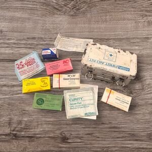 Vintage MSA First Aid Kit Bandages Smelling Salts
